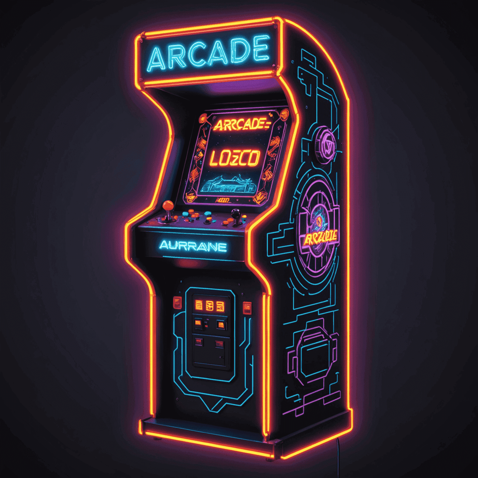Logo Arcada Automat przedstawiające neonowy napis z pikselowymi elementami automatów do gier