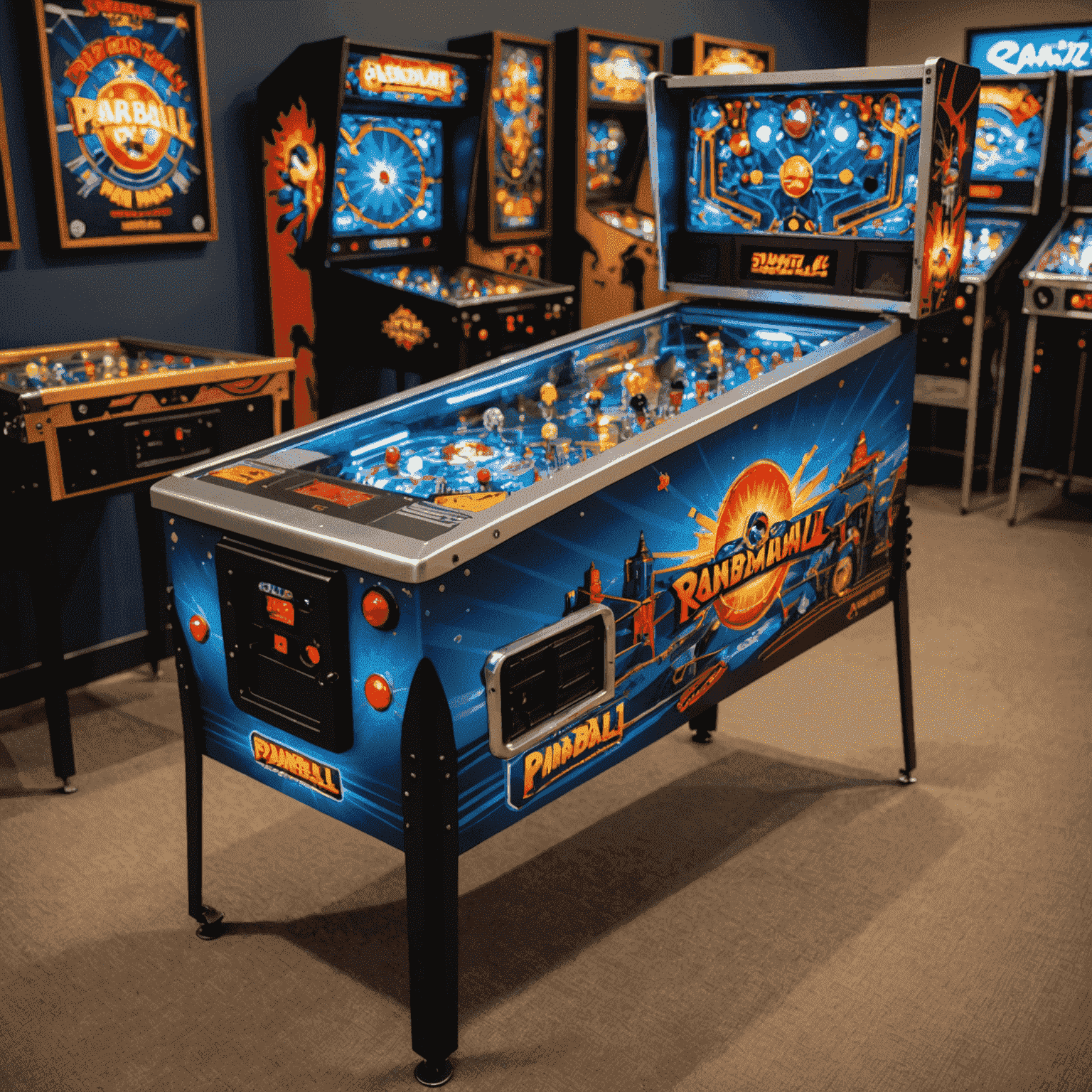 Nowoczesny automat do pinballa Pinball Mania 2024 z dynamicznym oświetleniem LED i interaktywnym wyświetlaczem